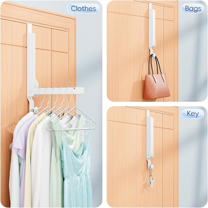 2 Pack Over The Door Hanger Folding Clothes Drying Rack, Folding Hanging Coat Rack for Indoor Laundry Room Compact Small Space Foldable Portable Clothing Hanger Hook Collapsible (Wihte-2(Upgraded)) - Image 6