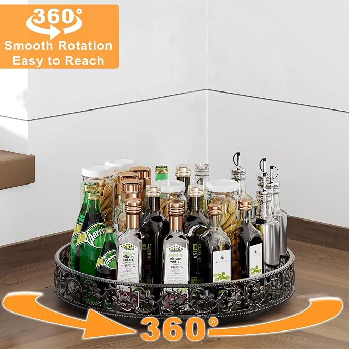 13 inch Lazy Susan Turntable Organizer, Black - Image 2
