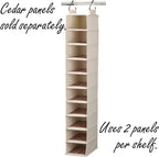 Household Essentials Hanging Shoe Organizer, 10 Wide Cubbies with Cedarline Pockets, Heavy-Duty Cotton Canvas, Removable and Industrial Hooks, Natural - Image 5