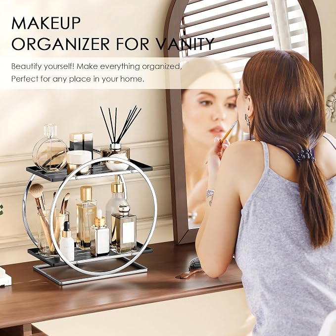 Bathroom Counter Organizer, 2-Tier Perfume Organizer for Dresser - Image 2