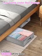 punemi 4 inch High Soft Low Profile Under Bed Storage Bins, 2 Pack, Grey - Image 3