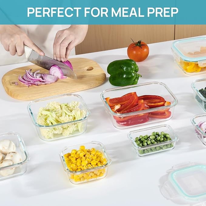 Vtopmart 8 Pack Glass Food Storage Containers with Airtight Lids - Image 5