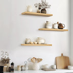 BAYKA Light Oak-Toned Floating Shelves 22.5in, Set of 3, Wall Mounted Shelf - Image 9