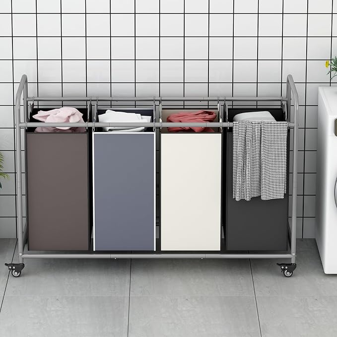 LINZINAR 4 Bags Laundry Hamper, Assorted Laundry Basket 180L Laundry Sorter - Image 3