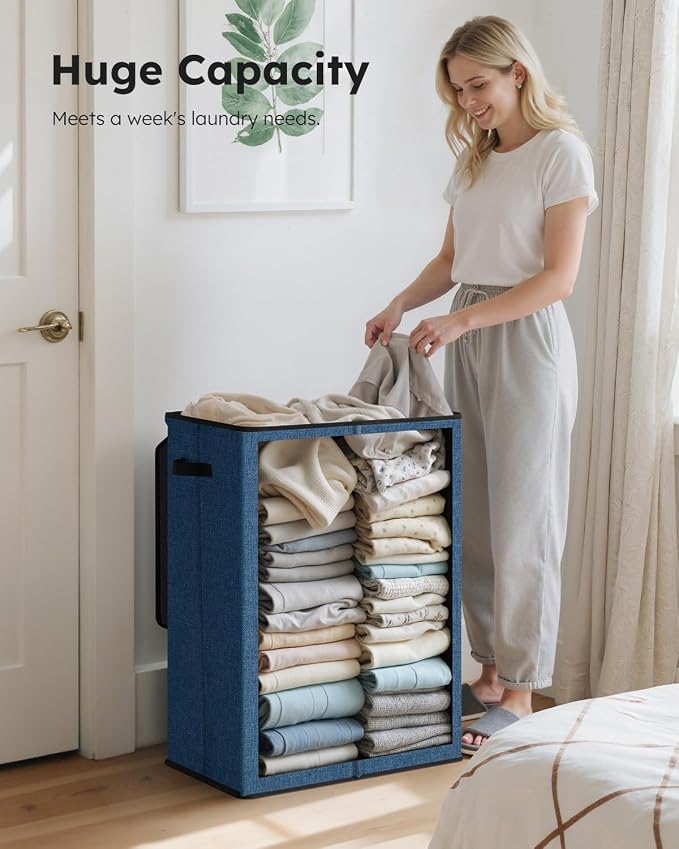 SOLEDI 130L Laundry Hamper with Lid, Large Collapsible Laundry Basket - Image 3