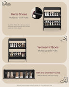 VASAGLE Narrow Shoe Storage Cabinet Organizer with 2 Flip Drawers | Freestanding Shoe Rack, Fits 14 to 16 Pairs, for Entryway, Farmhouse Style, Smoky Black, HAINS Collection UHSC203BJ01S - Image 6
