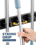 Lorbro Broom Holder Door Mount, Wood Over the Door Broom and Mop Holder - Image 4