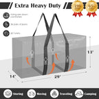 12 Pack Moving Bags with Full-Open Side Zipper, Extra Large 93L Heavy Duty Waterproof Foldable Storage Totes for College Dorm, Moving & Home Organization Black - Image 2