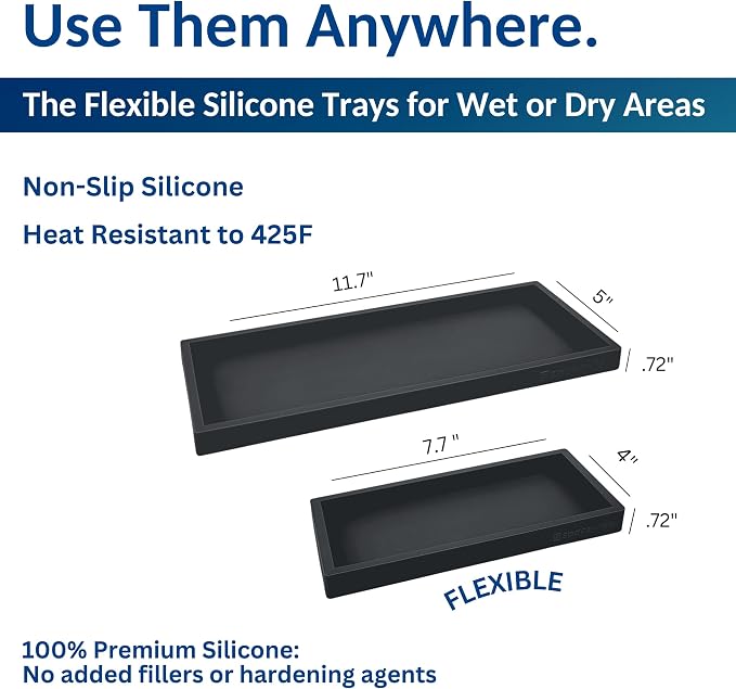 Spacewiser Countertop & Vanity Silicone Tray – 2 PC (11.7" & 7.7") Set - Image 3