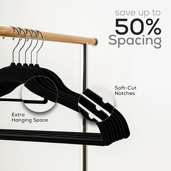 Utopia Home Premium Velvet Hangers, Black, 50 Pack - Image 7