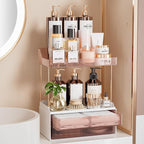 Delamu 4-Tier Makeup Organizer, Bathroom Counter, 2 Drawers, Grapefruit by DELAMU