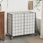WOWLIVE Laundry Basket 3 Section with Wheels, Metal Rolling Laundry Hamper - Image 2