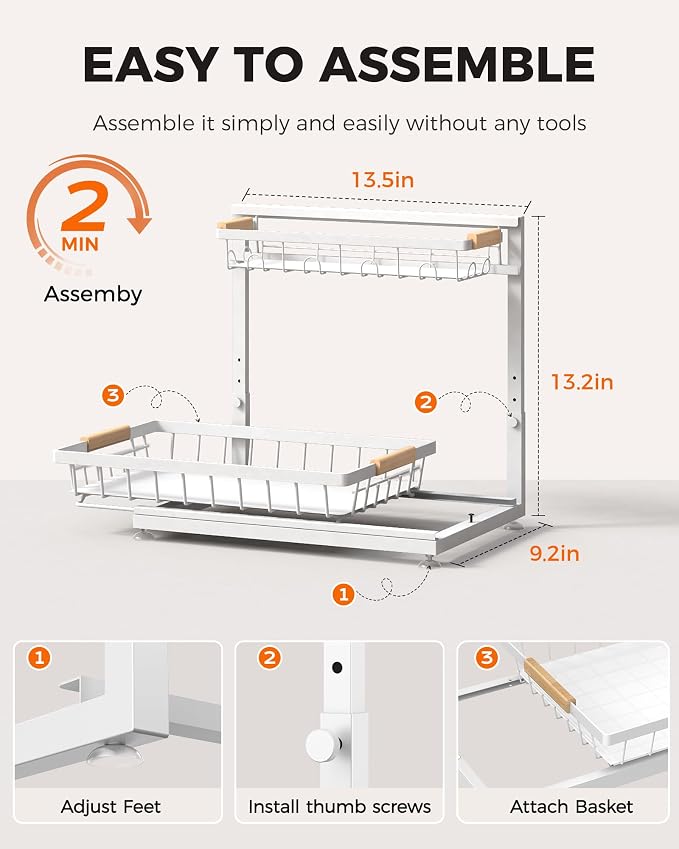 Sevenblue 2-Pack 2-Tier Height Adjustable Under Sink Organizer & Storage - Image 9