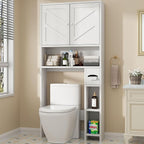 Shintenchi Over the Toilet Storage Cabinet, Bathroom Storage Cabient with Barn Doors, Bathroom Storage Shelf Organizer with Toilet Paper Holder, Adjustable Shelf and Anti-Tip Device, White by Shintenchi%7CFurnitureMadeforRealLife