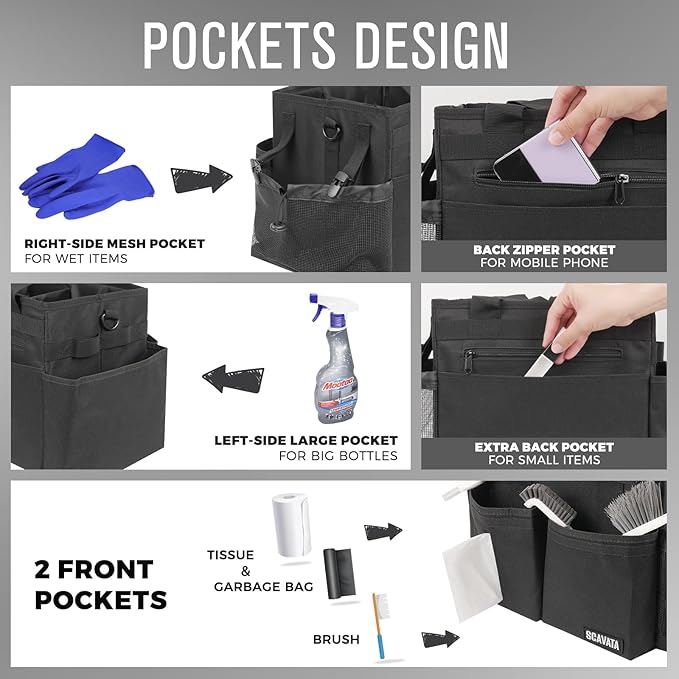 SCAVATA Compact Wearable Cleaning Caddy with Handle & Shoulder Straps - Image 2