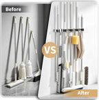 Broom Holder Wall Mount, Mop Organizer, 5 Racks, 4 Hooks, Heavy Duty - Image 4