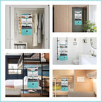 Surblue Hanging Closet Storage Bag Collapsible 3-Shelf Washable Oxford Fabric with 2 Hooks (L 11.41 * 11.41 * 19.68in, Aqua Blue) - Image 7