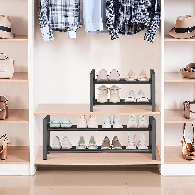 Expandable Metal Shoe Rack for Closet & Entryway, Shoe Storage Organizer | 2 Tier • Adjustable Width • Holds 6–9 Pairs • Heavy-Duty Steel • Space-Saving Design • Easy Assembly - Image 7