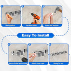 Broom Holder Wall Mount Mop Organizer, 4 Racks 3 Hooks, 2 Pack - Image 4