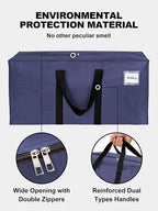 HOMESURE Supports 200lbs Heavy Duty Moving Bags - Strong Zipper & Wrap-Around Handles - Water-Resistant Storage Totes, Durable Alternative to Moving Boxes - 40 Pack - Blue - Image 7