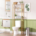 AmazerBath Bamboo Over The Toilet Storage Shelf, 3-Tier Bathroom Storage Organizer Shelf, Above Toilet Storage Rack, Space Saver, White and Natural Color by AmazerBath
