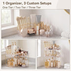 3-Tier Corner Bathroom Counter Organizer with Makeup Brush Holder, Clear - Image 7