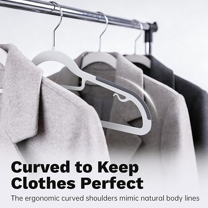 30 Pack White Plastic Clothes Hangers, Non-Slip Slim Coat Hangers - Image 5