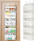 Yecaye 5 Tier Clear Over the Door Organizer Hanging, 5 Large Plastic Pockets and 10 Side Pockets Back of Door Organizer, 56lbs Weight Capacity Behind the Door Storage for Nursery, Ivory White by Yecaye
