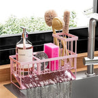 Cisily Pink Kitchen Sink Caddy Organzier with High Brush Holder, Sponge Holder for Sink, 304 Rustproof Stainless, Kitchen Countertop Soap Dispenser Organizer by CISILYHOMELIFE
