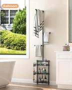 Laundry Room Shelves - Over the Washer and Dryer Storage Shelf, Laundry Hanging Rod with Basket and Hanger Organizer for Laundry Room Organization - Image 6
