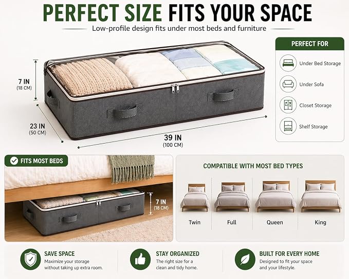 Under Bed Storage Containers 90L, Set of 4 Bags - Image 9