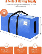 SWEET DOLPHIN 8 Pack 200LB Heavy-Duty Moving Bags with Wrap-Around Handles, Extra Large Storage Totes for Space Saving, Clothes Storage Bags, College Dorm Essentials, Multicolor, 24 Gal - Image 4