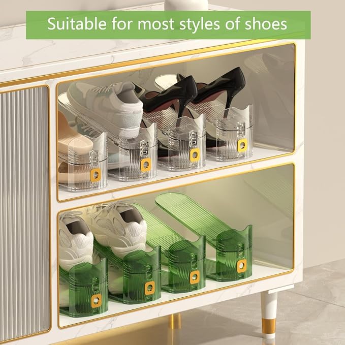 CiBiZi Adjustable Shoe Slots Organizers Clear Shoe Space Saver Shoe Stacker Shoe Rack Holder Oraganizers for Closet Cabinet Storage Clear 20PACK - Image 4