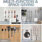 3-H 24-Pack Self Adhesive Broom Holder Wall Mount - Heavy Duty No Drill Broom Organizer for Garage Closet Kitchen, Plastic Storage Rack for Brooms Mops Tools, Peel and Stick Adhesive,Grey - Image 5