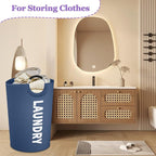 125L Collapsible Laundry Basket with Handles, Extra-large Laundry Hamper for Bedroom, Freestanding Dirty Clothes Basket, Sturdy Laundry Bin for Living Room, Camping, Navy Blue - Image 4