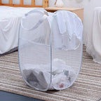 Pop up Laundry Hamper, Portable Foldable Mesh Clothes Hamper for Kids Room, College Dorm or Travel, Collapsible Laundry Basket for Storage, White - Image 3