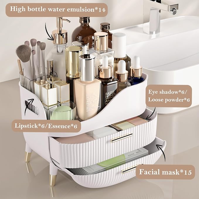 Makeup Organizer for Vanity, Large Capacity Skincare Organizer Countertop - Image 3