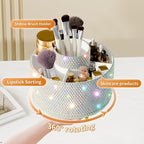 fanado Bling 360° Rotate Makeup Brush Holder Organizer, Makeup Organizers Countertop, Makeup organization and Skincare Storage for Vanity, Gift for Women Girls (Bling dz-White AB) - Image 2