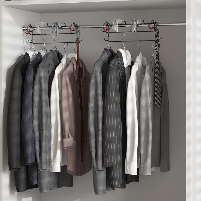 Space Saving Hangers for Clothes: 2 Pack 16 Inch 10 Hooks Magic Hanger Closet Organizer Metal Heavy Duty Hangers for Shirt Coat Pants Skirt Sorting Storage - Black - Image 5