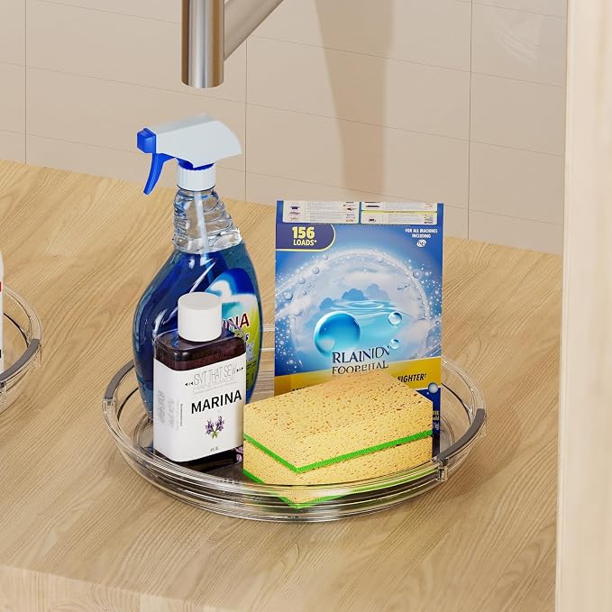 LAMU 3 Pack 9'' Lazy Susan Organizer Turntable for Cabinet, Pantry Organizers and Storage, Rotating Condiment Organizer for Kitchen, Table Top, Fridge, Countertop, Spice Organization - Image 6