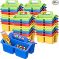 Hushee 32 Pack Mini Classroom Caddy with Handle 3 Compartments, 4 Color by Hushee