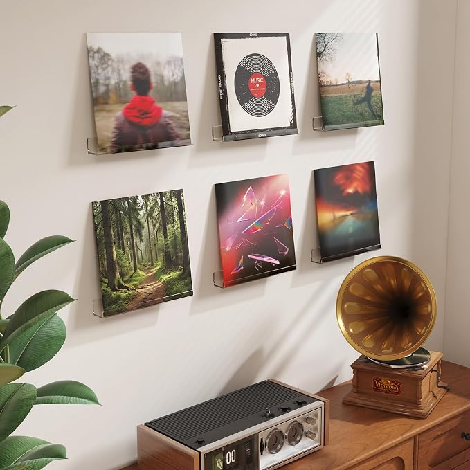 Lifewit Narrow Acrylic Floating Shelves for Vinyl Record 12", Clear 6 Pack - Image 2