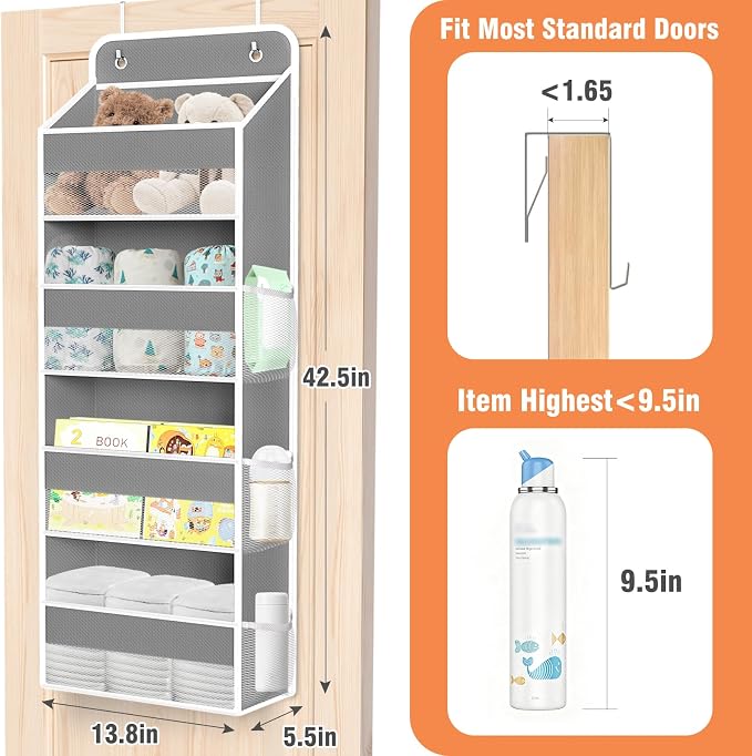 Over The Door Organizer Storage Large Capacity Hanging Bedroom Storage | 4 Shelves, 40 LB Capacity, Foldable Mesh Design, Clear Window, Sturdy, Large Storage Organizer for Nursery, Pantry & Closet - Image 2