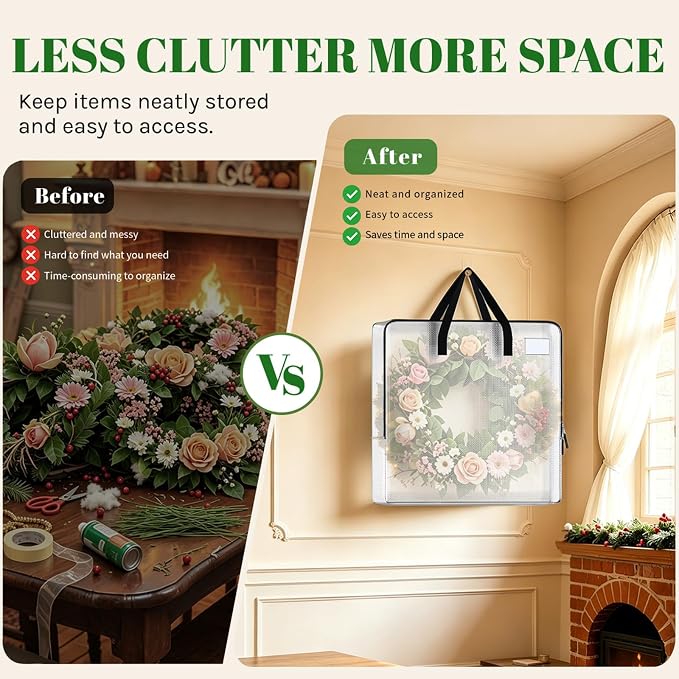 93L Wreath Storage Container, Large Clear Christmas Storage Bags, 5 Pack - Image 5