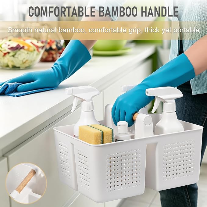 Portable Shower Caddy Basket Plastic Caddy Organizer with Handle White - Image 2