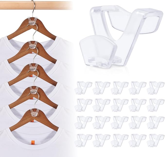 HOUSE DAY Closet Organizers and Storage, Dorm Room Essentials 60 Pack | Clear Clothes Hanger Connector Hooks, Heavy Duty Hangers Organization, Premium Space Saving Hangers for College by HOUSEDAY