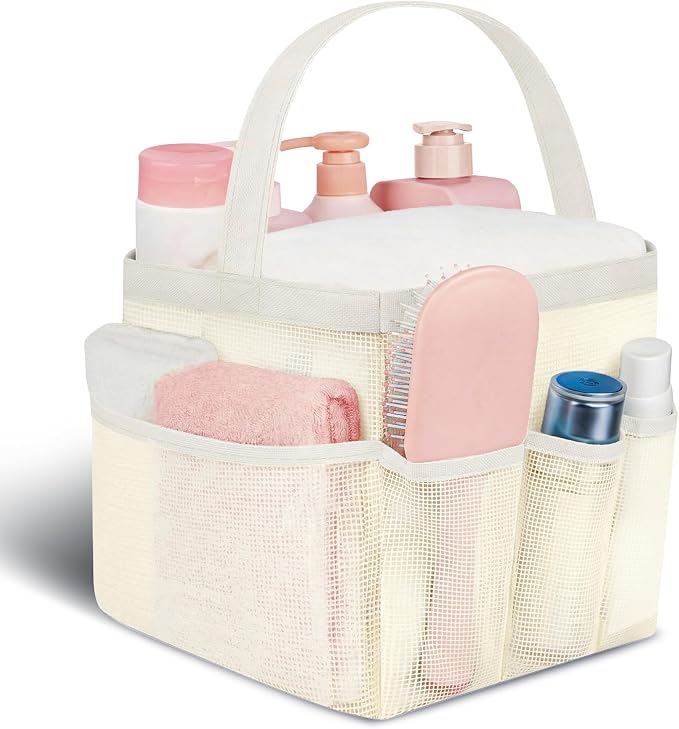 Mesh Shower Caddy Portable - 9 Pockets for College Dorm Room Essential by Attmu