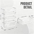 GAOKASE 4 Pcs Stackable Wire Baskets for Pantry Organizers and Storage, - Image 3