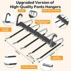 Pants Hangers Space Saving - 4 PCS Closet Organizer and Storage Jean Hangers, Stainless Steel Anti-Slip Clothes Hanger Scarf Holder Pants for Jeans Leggings Trousers Rack for Back to School, Black - Image 5
