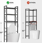 Kalrin Over The Toilet Storage with X Shape Side Guardrail, 3-Tier Over Toilet Storage Rack with Drain Basket, Freestanding Bathroom Organizer for Balcony Laundry, Oak Grey - Image 5